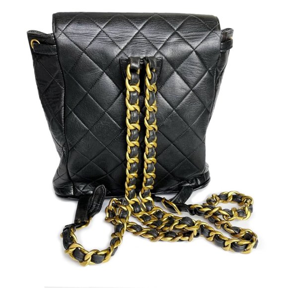 Chanel Vintage Classic Black Double CC Turnlock Backpack Bag main image 6
